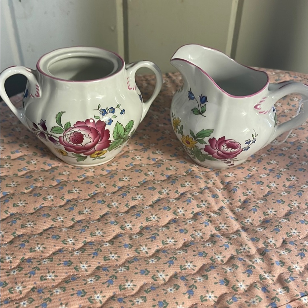 Vintage Spode Marlborough Creamer and Sugar Bowl set